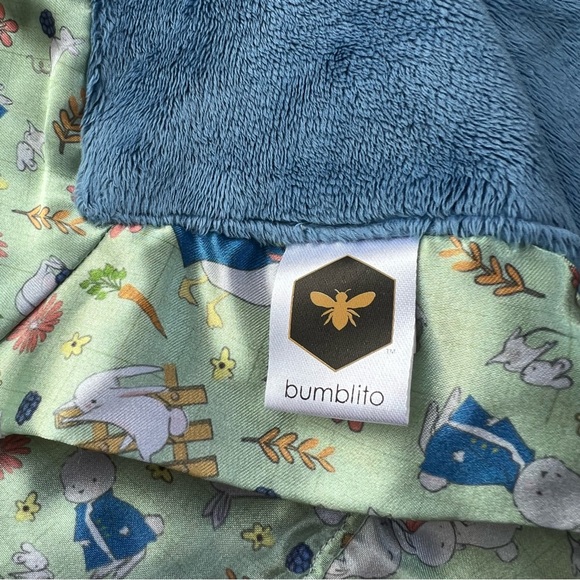 Bumblito Bee Luxe Blanket - Plush Minky & Satin - 40”x60” - Hoppin’ Good Time - Picture 3 of 7
